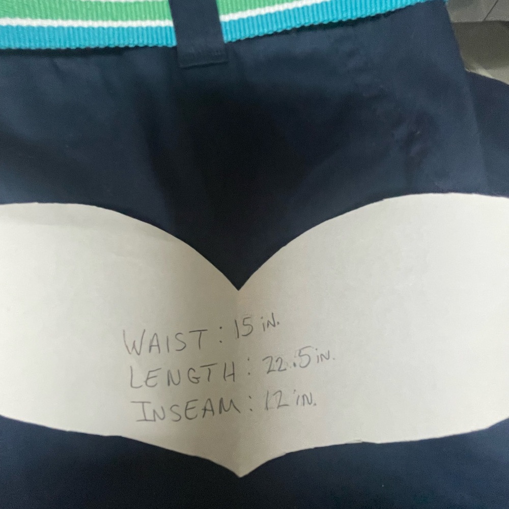 Kim Rogers Navy Shorts with Striped Belt NWOT - Picture 4 of 6